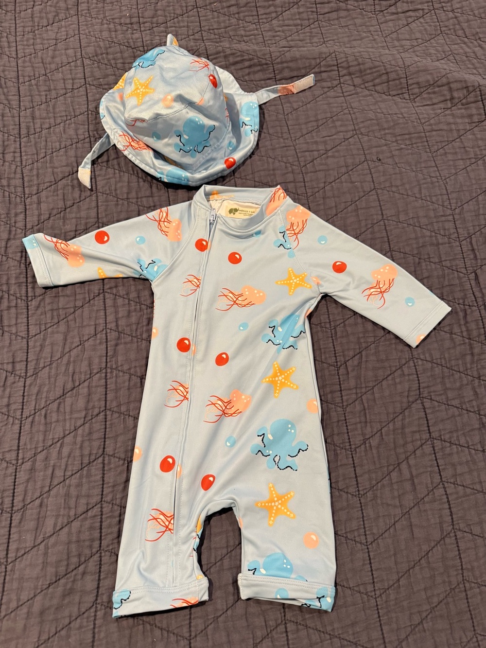 Monica & Andy Baby Rash Guard One-Piece Swimsuit Sea Creature Print 6-9 months